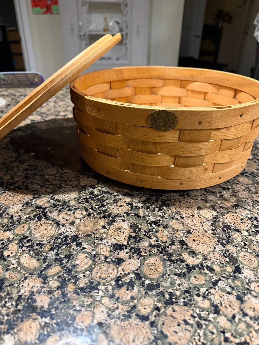 Peterboro Round Woven Lazy Susan Basket with Lid